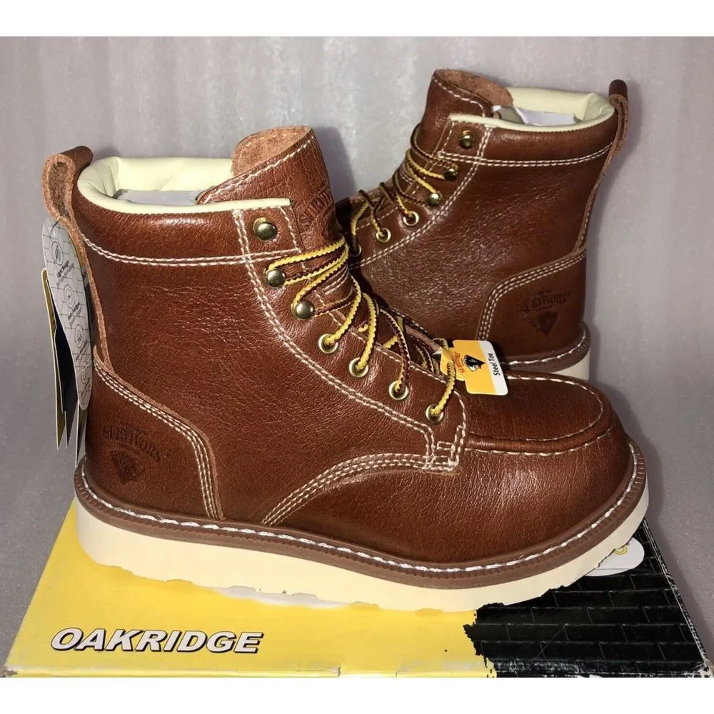 Herman Survivors Oakridge Brown Leather 6" Steel Toe Work Boots Men's Size 7 - Picture 3 of 16